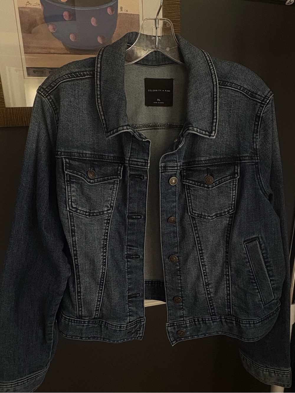 Celebrity Pink Dark Wash Stretch Denim Jacket XL